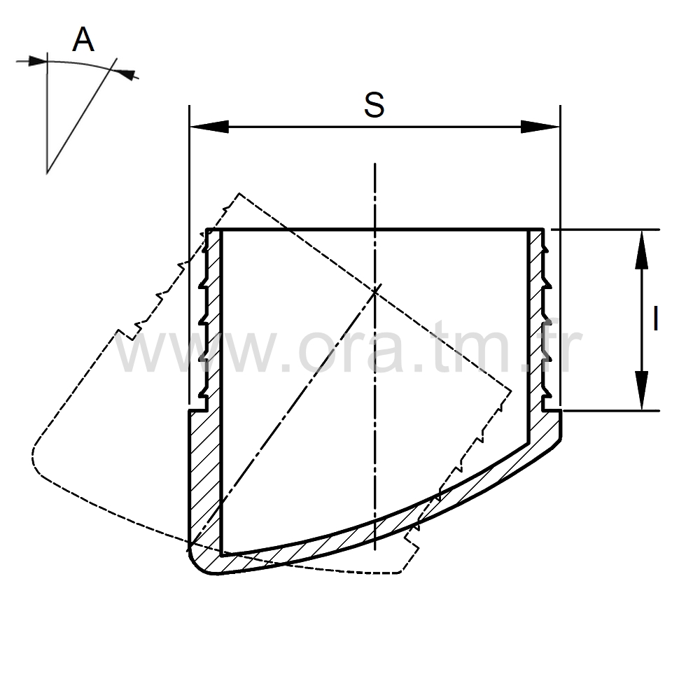 EICV - EMBOUT INCLINE A AILETTES - TUBE CARRE