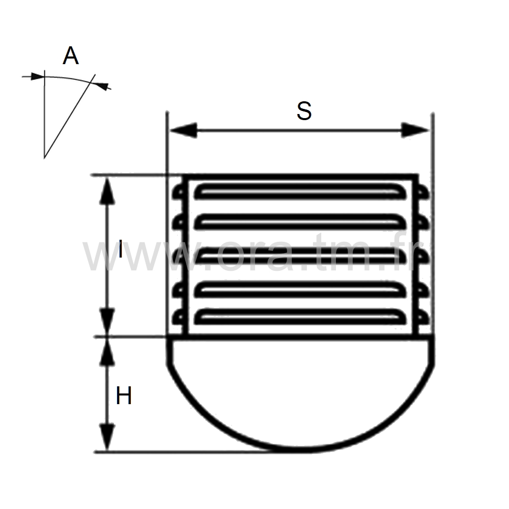 EIVR - EMBOUT INCLINE A AILETTES - TUBE RECTANGULAIRE