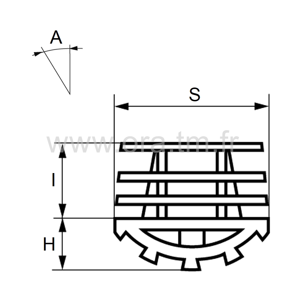 EIVS - EMBOUT INCLINE A AILETTES - TUBE RECTANGULAIRE