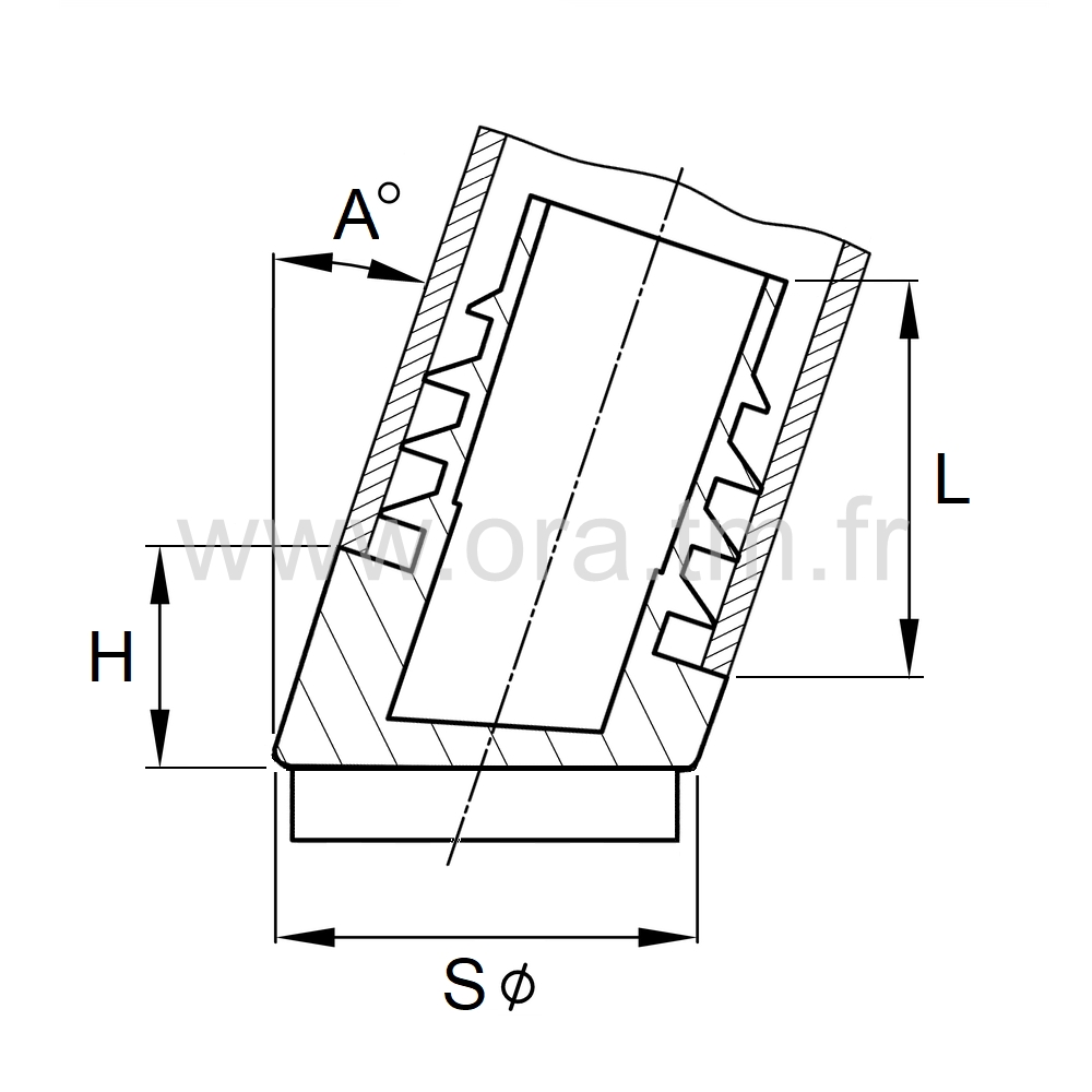 EIYFE - EMBOUT INCLINE A AILETTES - TUBE CYLINDRIQUE