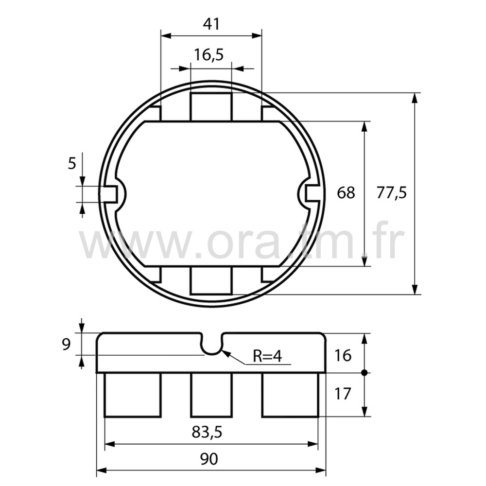 EPCY - EMBOUT PASSE CABLE - TUBE CYLINDRIQUE