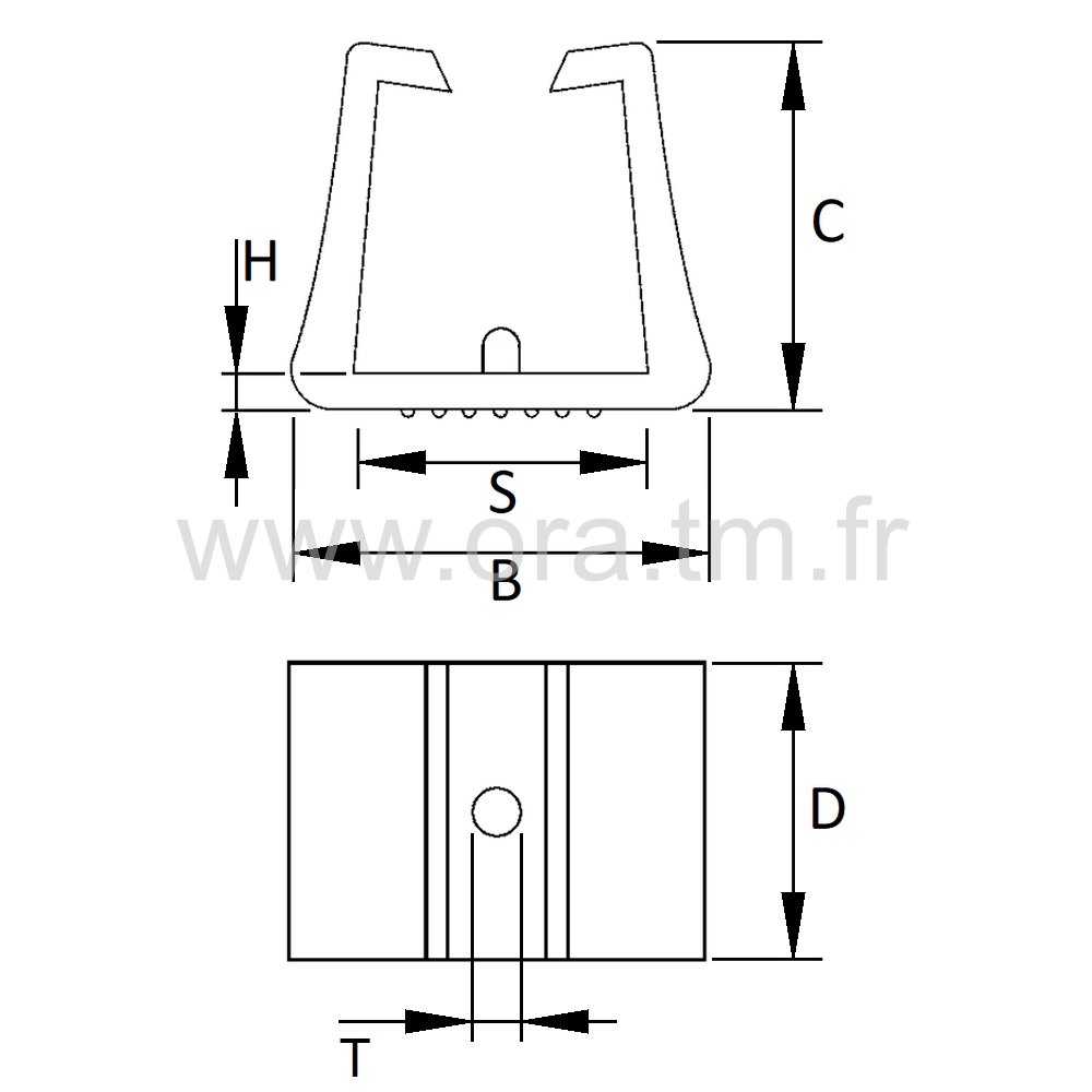 ESAC - EMBOUT TRAINEAU A PINCER - TUBE CARRE