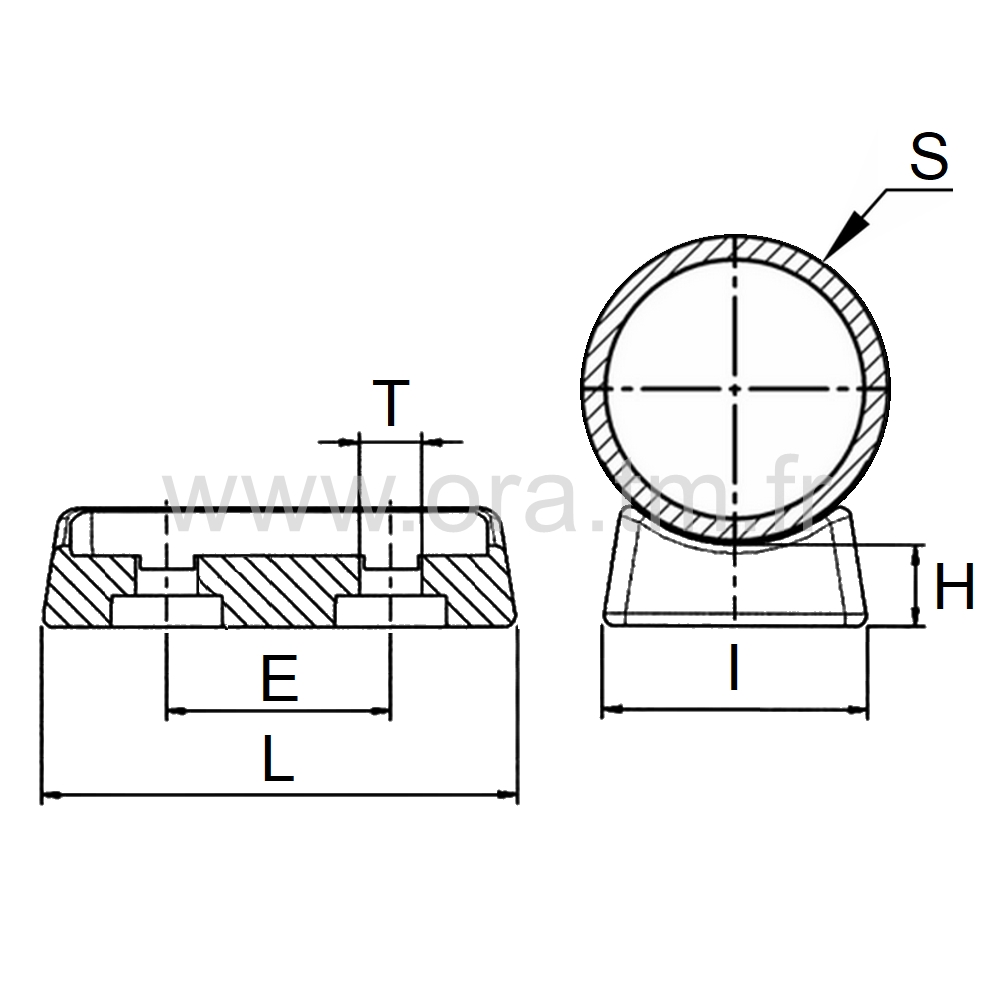 ESB2 - EMBOUT TRAINEAU - TUBE CYLINDRIQUE