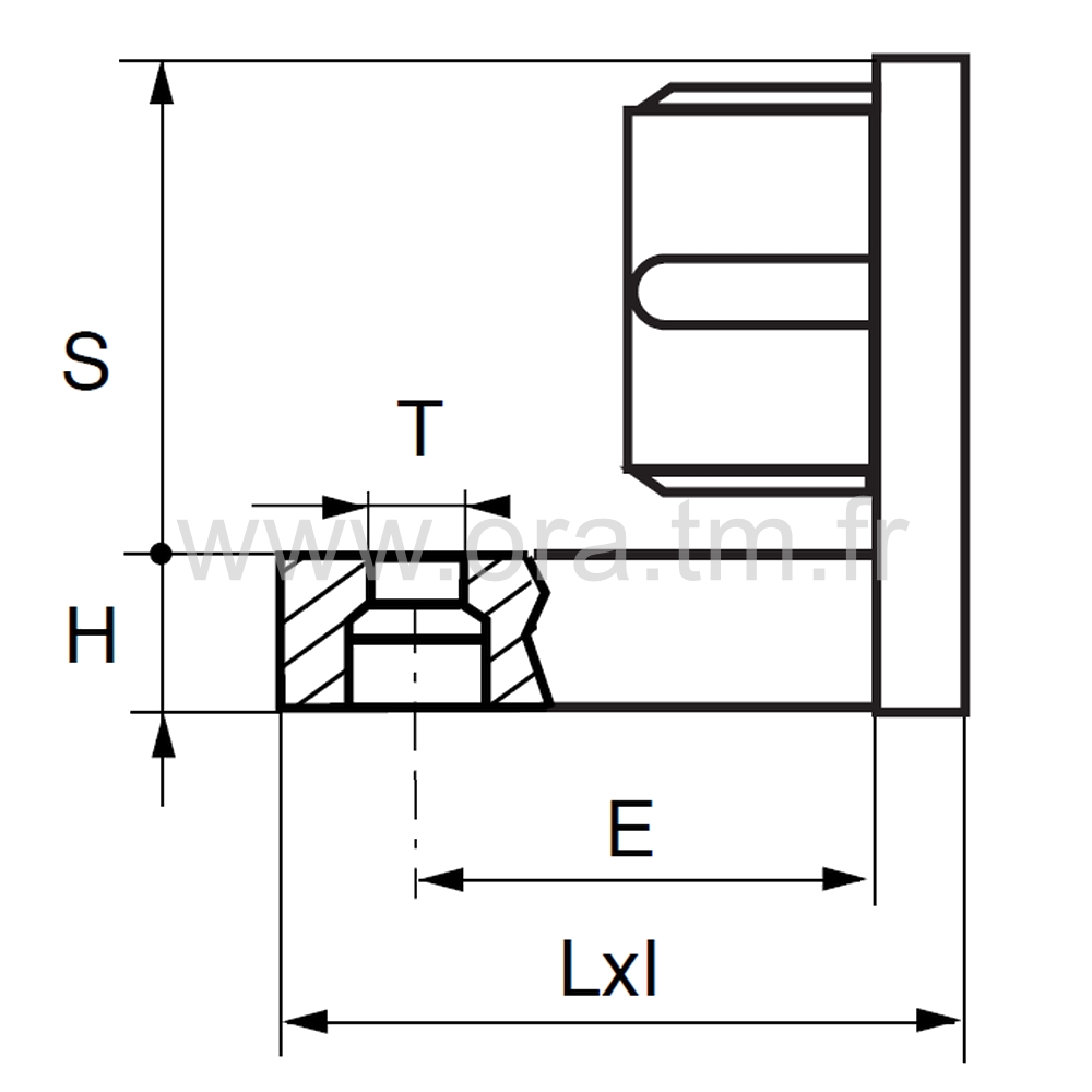 ESCR - EMBOUT TRAINEAU - TUBE RECTANGULAIRE