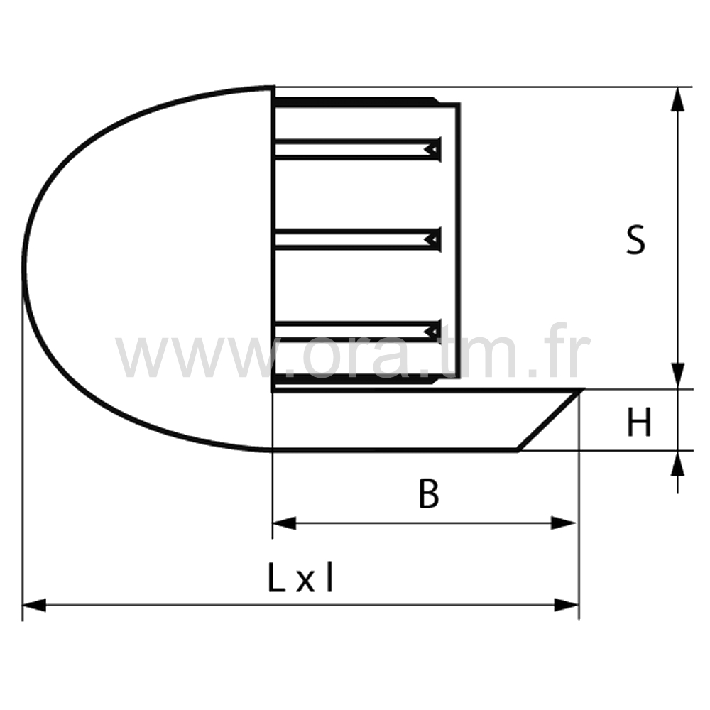 ESCS - EMBOUT TRAINEAU - TUBE CARRE