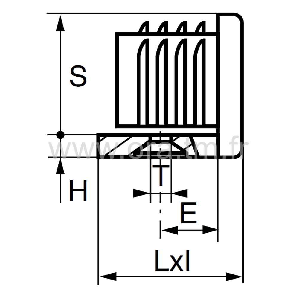 ESH - EMBOUT TRAINEAU - TUBE CARRE