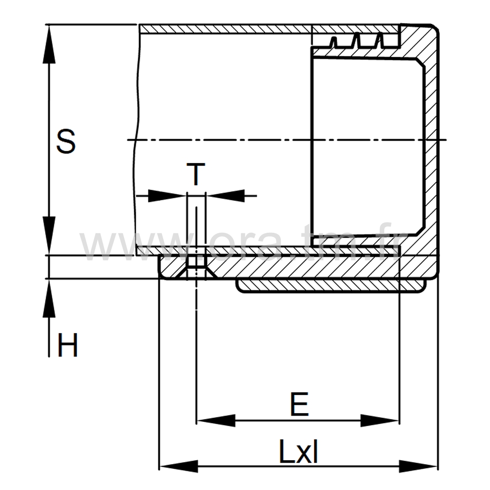 ESHR - EMBOUT TRAINEAU - TUBE RECTANGULAIRE