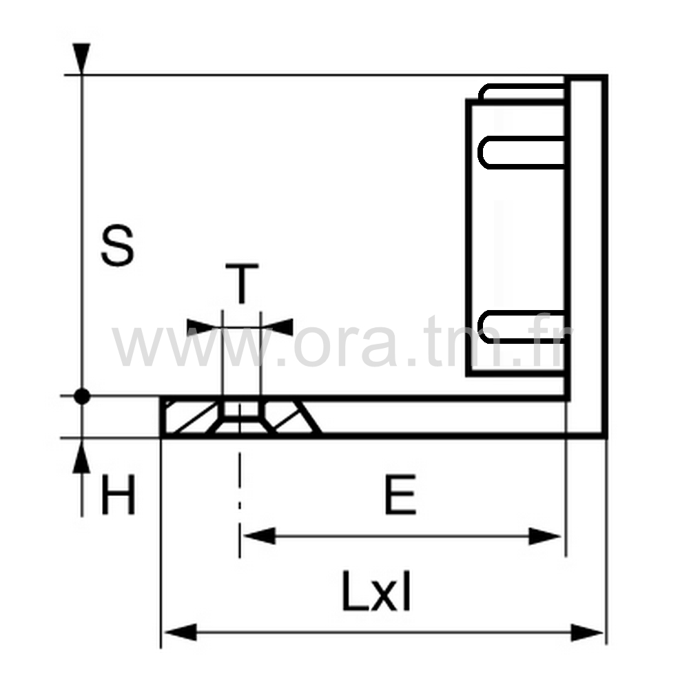 ESHR - EMBOUT TRAINEAU - TUBE RECTANGULAIRE