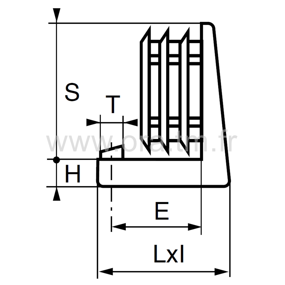 ESX - EMBOUT TRAINEAU - TUBE RECTANGULAIRE