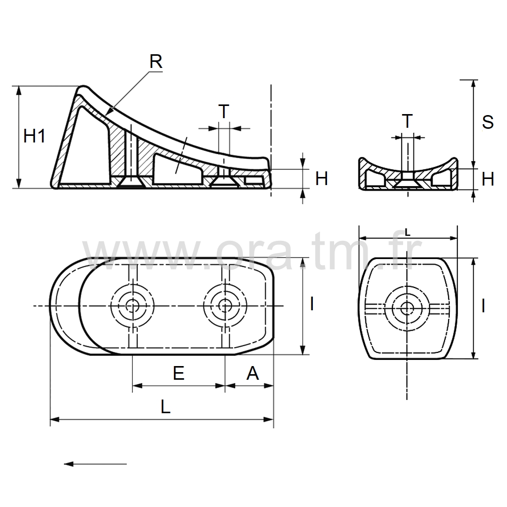 ESZ - EMBOUT TRAINEAU - TUBE CYLINDRIQUE