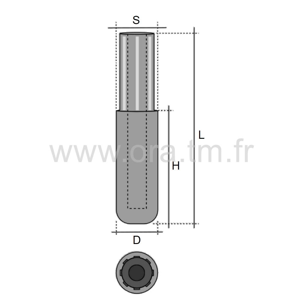 ETR - EMBOUT PIED DE TUBE - SECTION CYLINDRIQUE