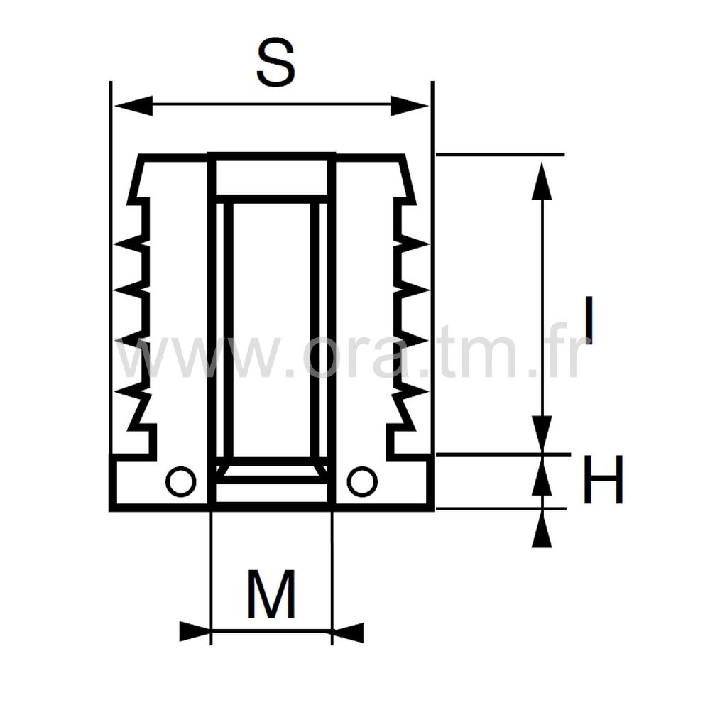 IOR - INSERTION FILETEE - TUBE RECTANGULAIRE