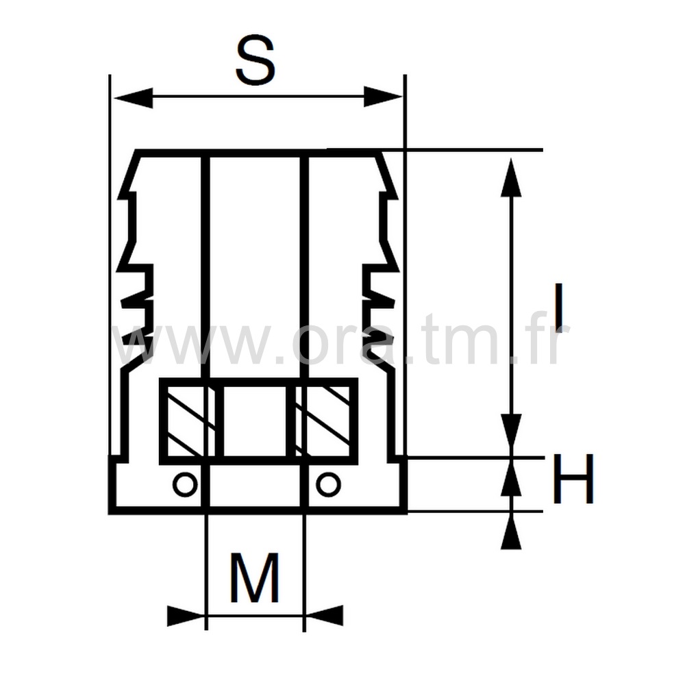 IORE - INSERTION FILETEE - TUBE RECTANGULAIRE