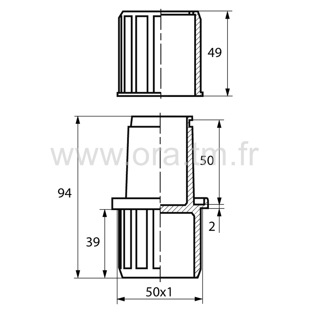 MDG - RACCORD PRISE BOUT A BOUT - TUBE CYLINDRIQUE