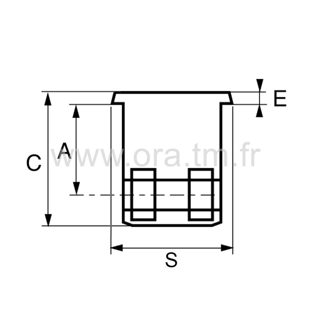 MR3B - MANCHON D ASSEMBLAGE - TUBE RECTANGULAIRE