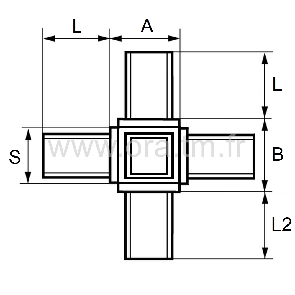 RAC25 - RACCORD MULTIBRANCHE - TUBE CARRE