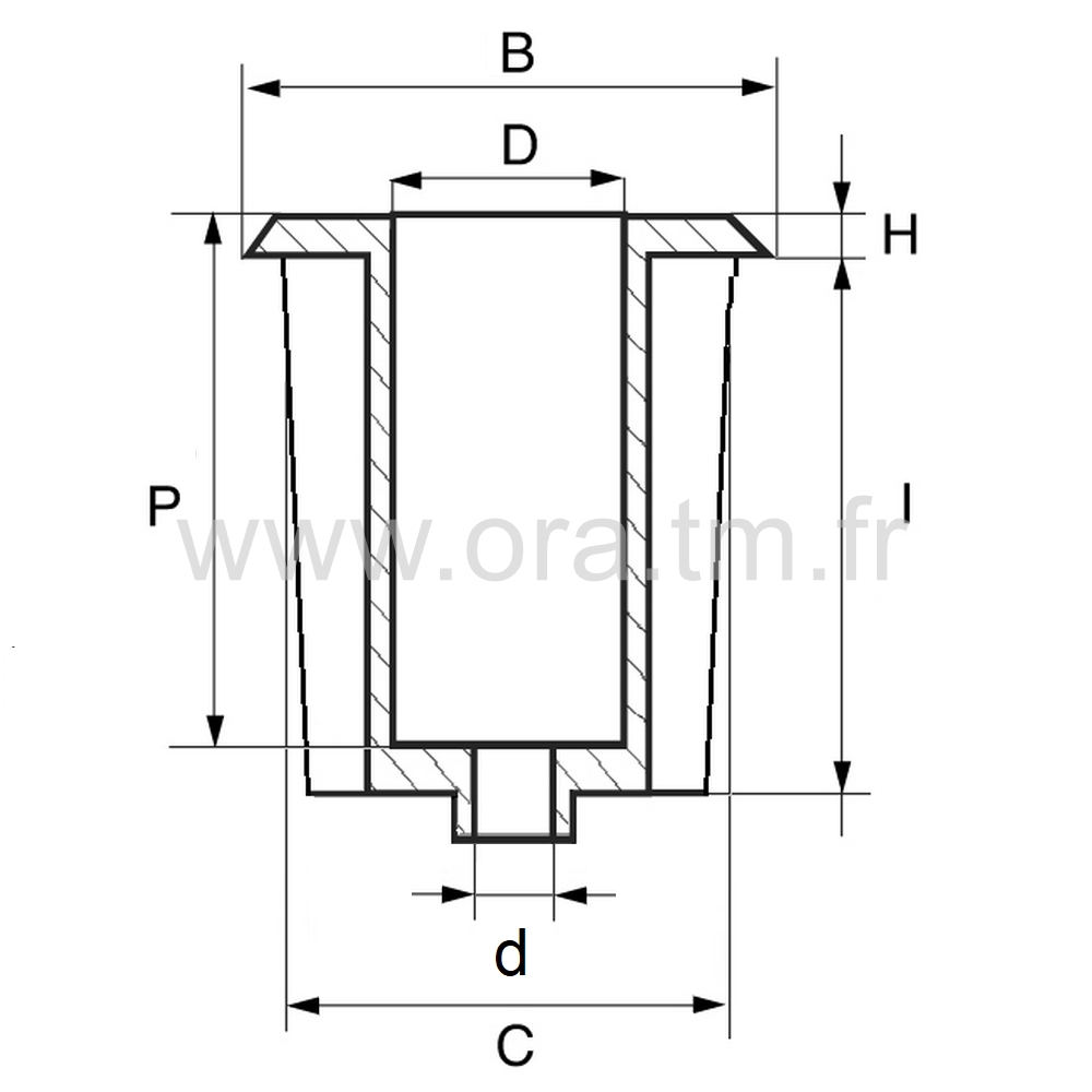 RCFL - ATTACHE PRISE CONIQUE D50 - TUBE CYLINDRIQUE