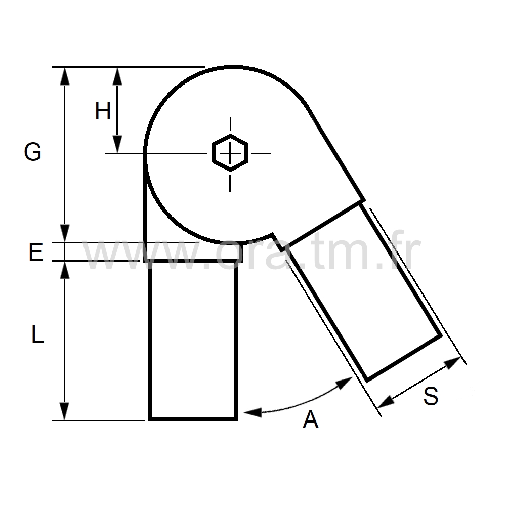 RCV25 - RACCORD ANGLE VARIABLE - TUBE CARRE