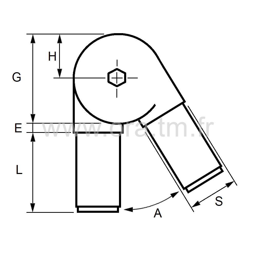 RYV30 - RACCORD ANGLE VARIABLE - TUBE CYLINDRIQUE