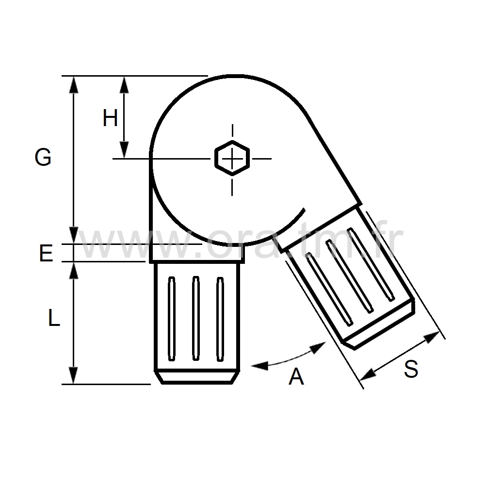 RYV40 - RACCORD ANGLE VARIABLE - TUBE CYLINDRIQUE